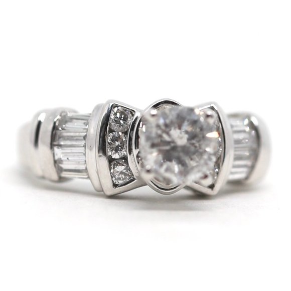 1.68 Carat 14k White Gold Diamonds Engagement Ring - Picture 11 of 12